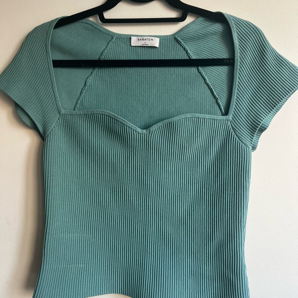 Aritzia Babaton sweetheart ribbed tee, L